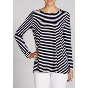 Mott50 Blue & White Nautical Jane Striped Stretch Swing Tunic Top Size Small